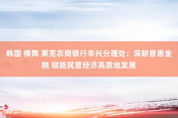 韩国 裸舞 莱芜农商银行辛兴分理处：深耕普惠金融 赋能民营经济高质地发展