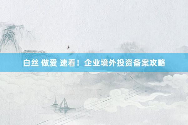 白丝 做爱 速看！企业境外投资备案攻略