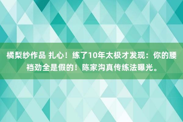 橘梨纱作品 扎心！练了10年太极才发现：你的腰裆劲全是假的！陈家沟真传练法曝光。